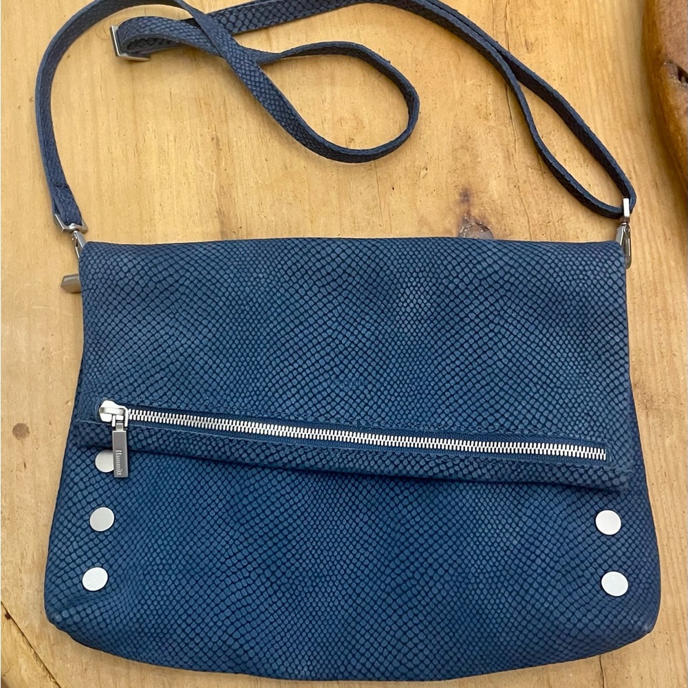 Hammitt VIP Blue  Lizard Embossed Suede Crossbody Clutch